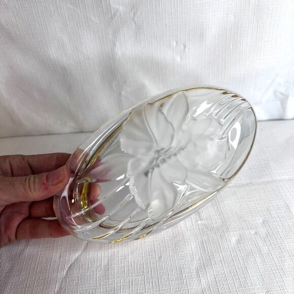 Home Beautiful NEW Orchid Splendor Oval Candy Dish Trinket Bowl Gold Rim - Picture 8 of 11